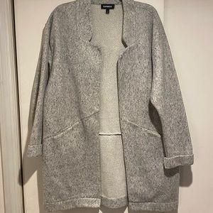 Gray express open front cardigan coat size large